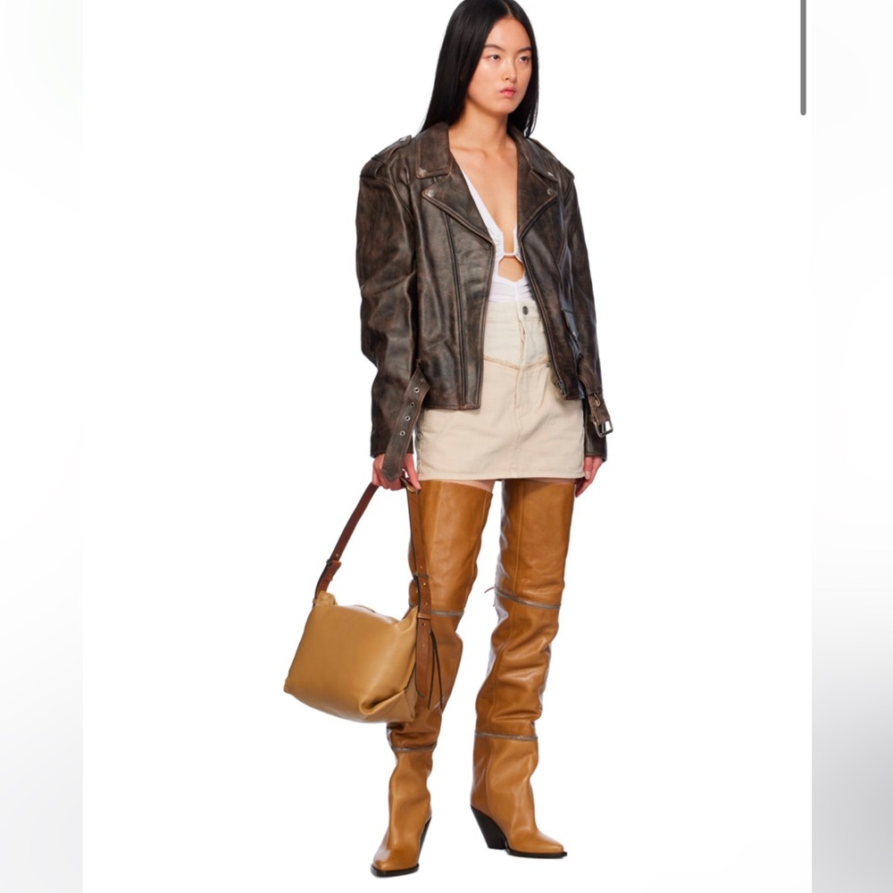 Isabel Marant Zip Santiags Camel-Tan (Over the Knee Boots) Havana